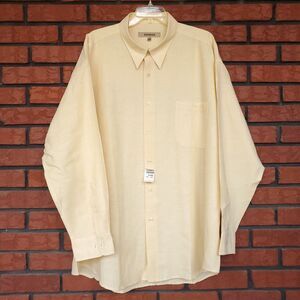 NEW Mens Vintage LS Button Up Shirt XXL Yellow Linen Cotton Coastal Bachrach